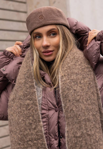 Šokoladinė ruda šilta žieminė striukė su eko pūku - chocolate brown puffer jacket in eco down