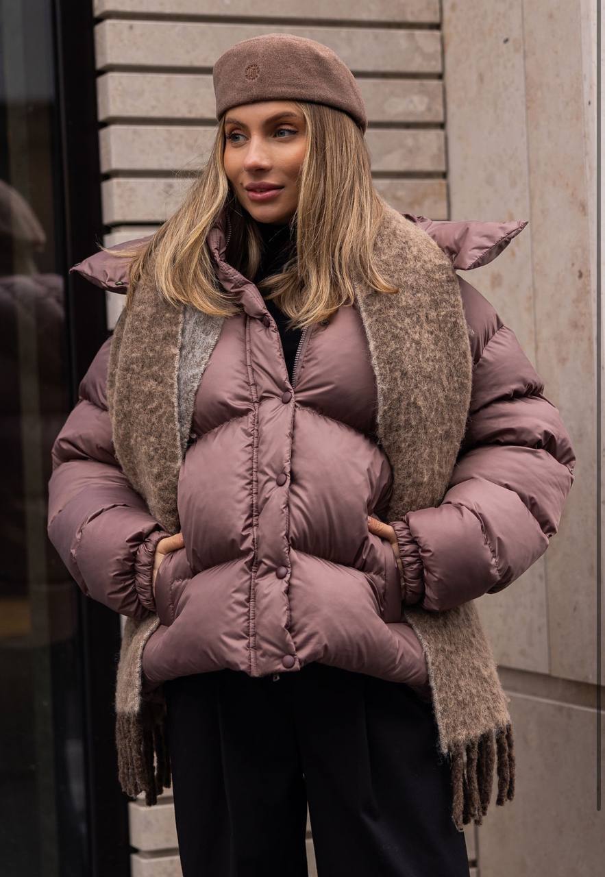 Šokoladinė ruda šilta žieminė striukė su eko pūku - chocolate brown puffer jacket in eco down
