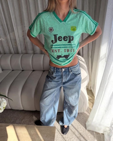 PRE ORDER! Vintage stiliaus oversized „JEEP" marškinėliai
