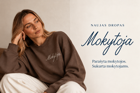 Organinės medvilnės džemperis "MOKYTOJA" “MOKYTOJAS”