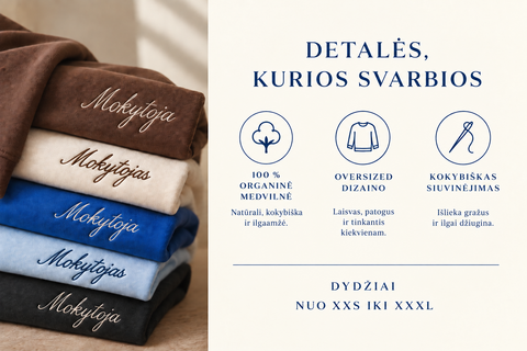 Organinės medvilnės džemperis "MOKYTOJA" “MOKYTOJAS”