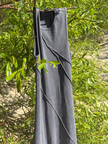 Premium trikotažo pilka suknelė moterims - premium quality trico dress for women