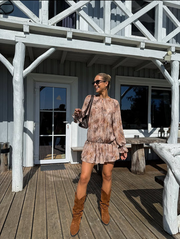 Jonyk Custom Made verstos odos kaubojiški batai - Brown suede leather cowboy boots