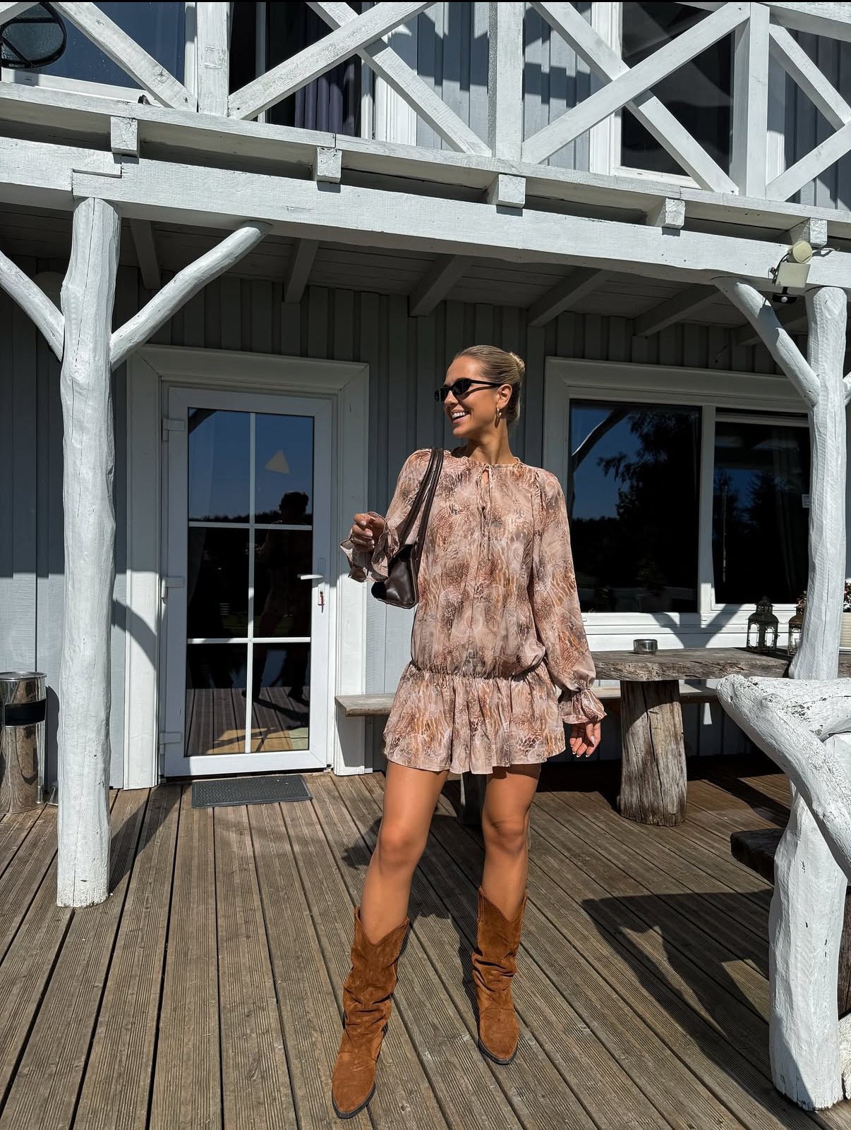 Jonyk verstos odos kaubojiški batai - Brown suede leather cowboy boots - Jonyk