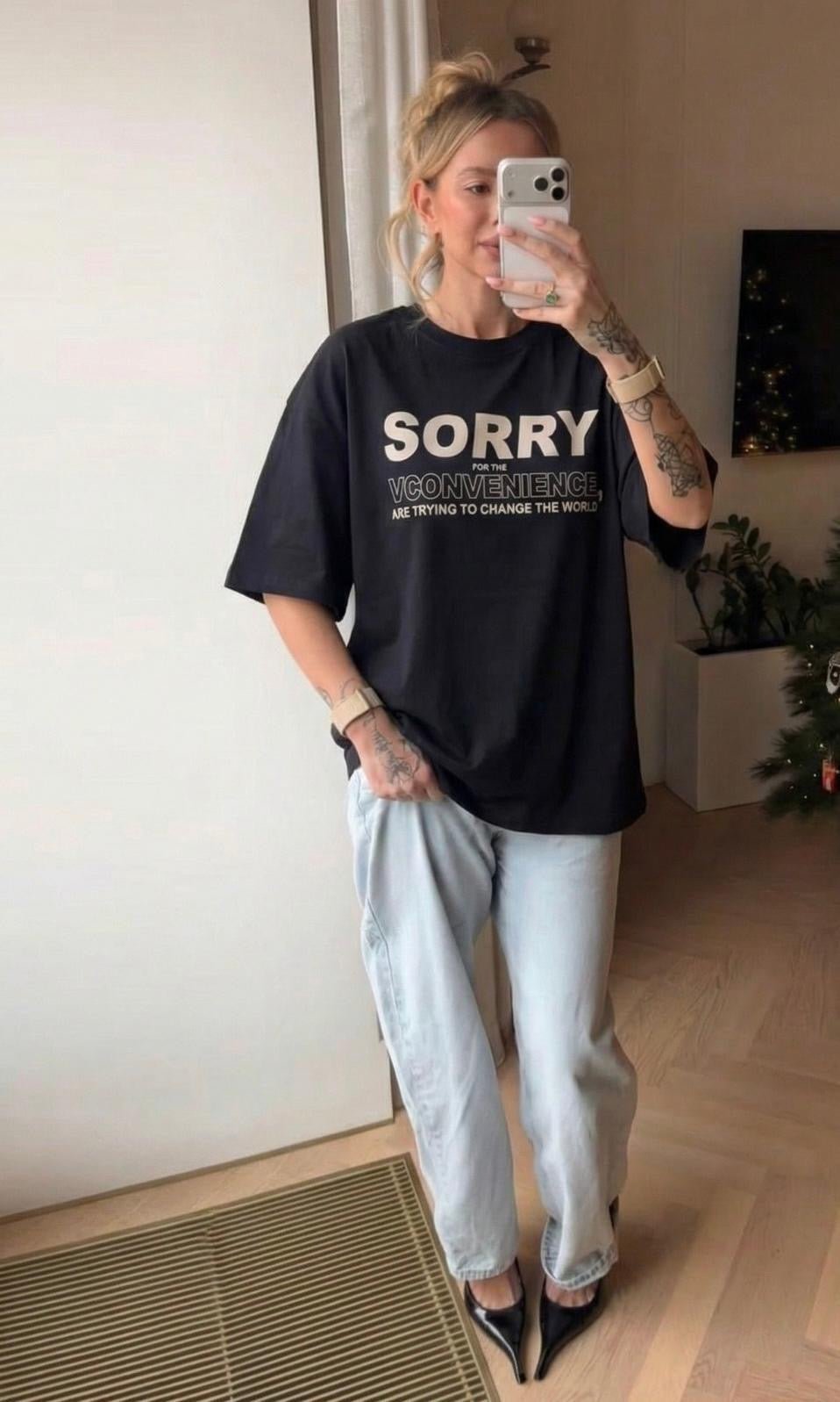 Oversized „SORRY" marškinėliai - Jonyk