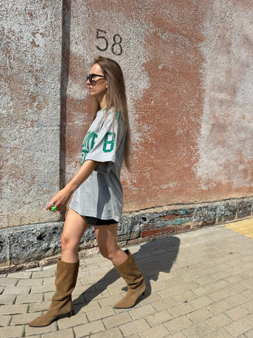 Pilki Vintage stiliaus oversized „ROME“ marškinėliai - Jonyk