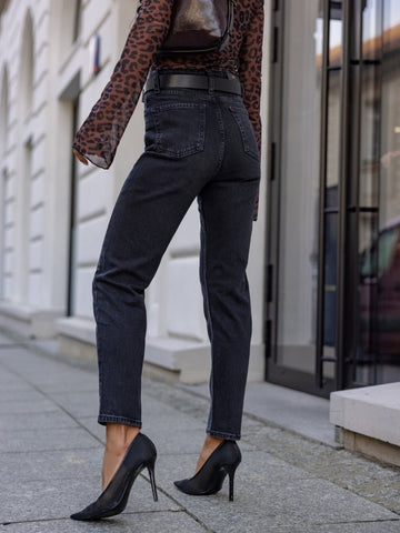 Premium quality tamsiai pilki džinsai moterims - dark grey jeans for women - Jonyk