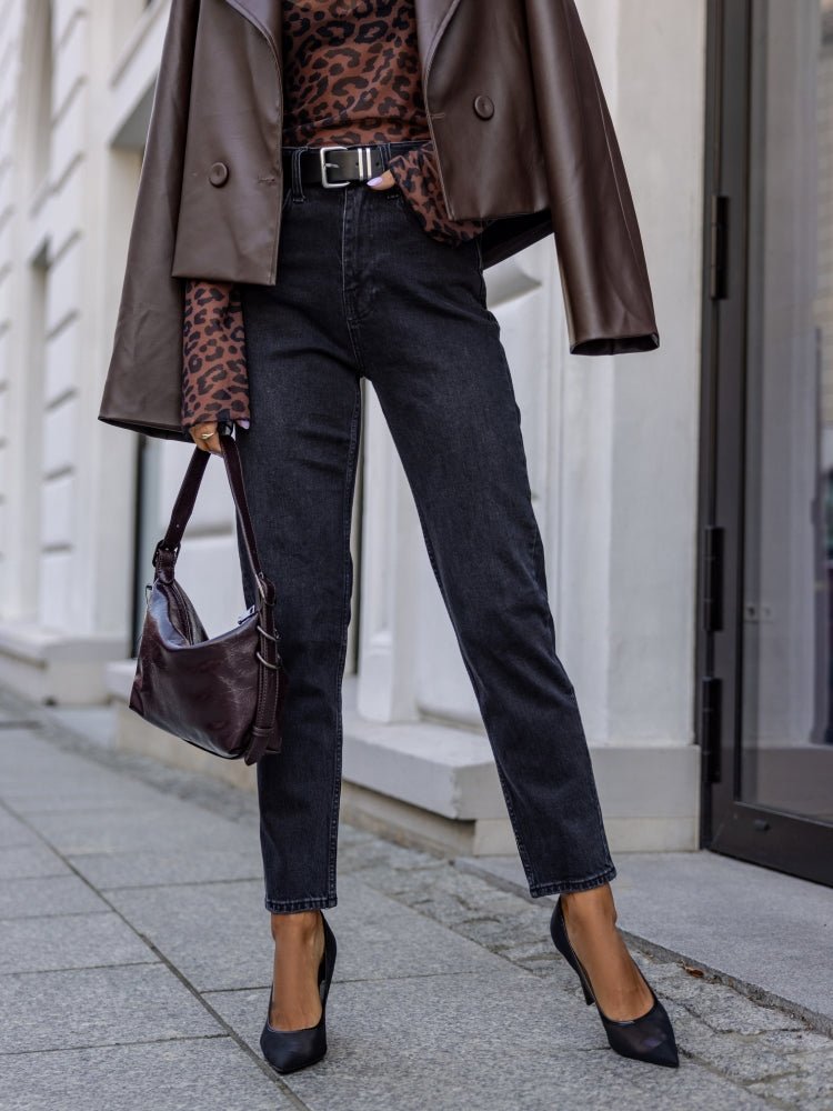 Premium quality tamsiai pilki džinsai moterims - dark grey jeans for women - Jonyk